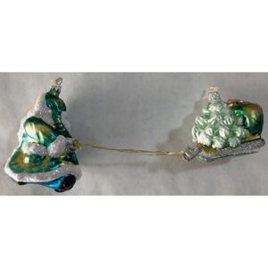 Glass Ornament "Blue Strolling Santa" - Hand Painted in Poland - Radko Inspired